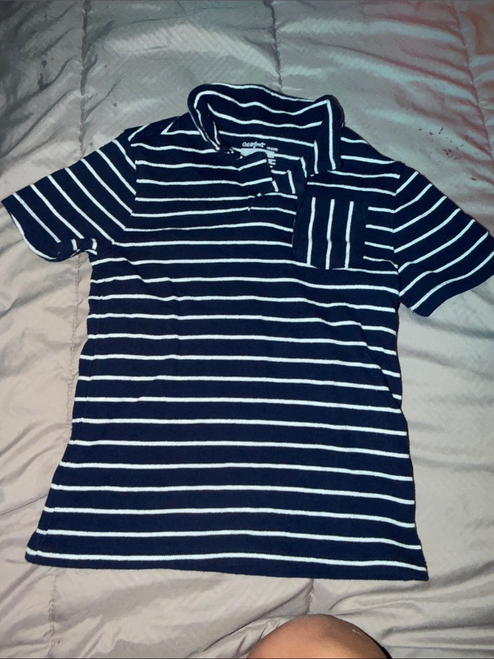 Cat & Jack Navy and White Striped Polo